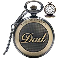 Los mejores  - Reloj de bolsillo para hombre- estilo vintage- de cuarzo- con cadena para hombre- reloj de bolsillo con colgante para el…
